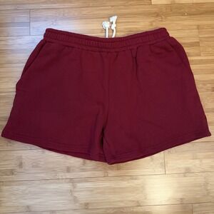 PARKE Burgundy Sweat Shorts NWOT L/XL Drawstring Elastic Waist Lounge Athleisure